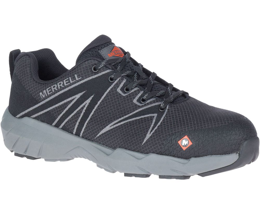 Merrell Work Shoes Black - Fullbench 55 Alloy Toe - Mens 01MZKIUYR